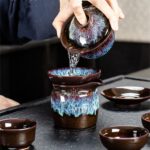 Bộ ấm chén pha trà men hỏa biến – Ấm tròn dẹt - Image 11