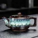 Bộ ấm chén pha trà men hỏa biến – Ấm tròn dẹt - Image 12