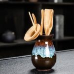 Bộ ấm chén pha trà men hỏa biến – Ấm tròn dẹt - Image 14