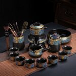 Bộ Ấm Chén Pha Trà Cối Xay SM003 Xanh Đen Vàng