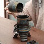 Bộ Ấm Chén Pha Trà Cối Xay SM003 Xanh Đen Vàng - Image 9