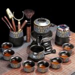 Bộ Ấm Chén Pha Trà Cối Xay SM003 Xanh Đen Vàng - Image 12