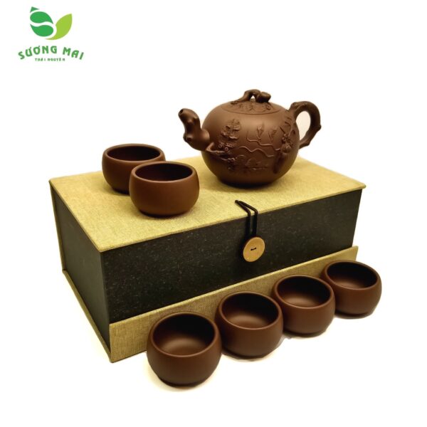 Bộ Ấm Chén Tử Sa Nho Sóc, Nguyên Khoáng, Thủ Công 320ml (Tùng Thử Bồ Đào)
