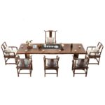 Bộ Bàn Ghế Uống Trà VIP Phòng Khách Gỗ Sồi Chiều Dài 2m, 6 Ghế