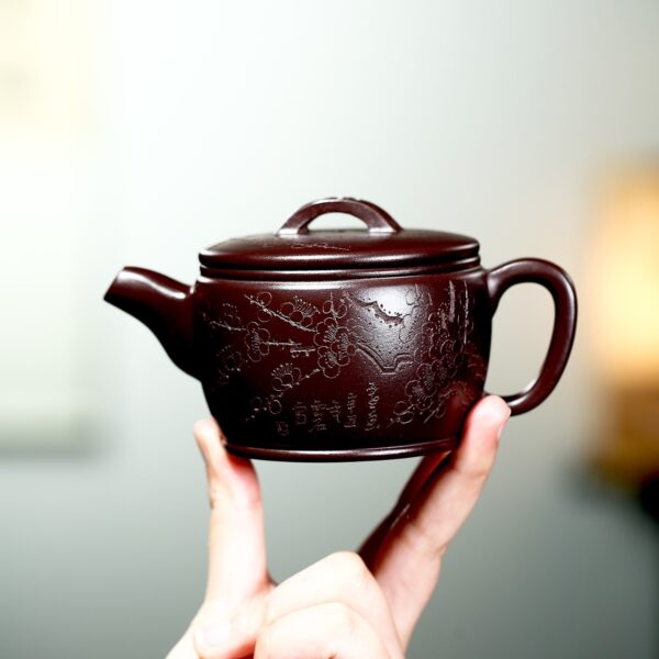 Ấm Tử Sa Hán Ngoã Song Hỷ Đào Nguyên Khoáng, Thủ Công 220ml