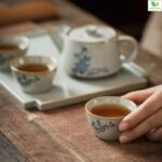 Bộ Ấm Chén Gốm Nhật Hoa Xám Mùa Thu 9 Món - Image 7