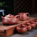 Bộ Ấm Chén Tử Sa Thạch Biều Hoa Đào Đại Hồng Bào - Image 4