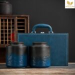 Set Hộp Đựng Trà Lọ Sứ Tròn, Hộp Da và Hộp Gỗ - Image 6