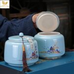 Set Hũ Đựng Trà Lọ Sứ Tròn, Hộp Giấy - Image 3