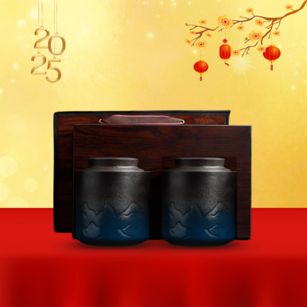 Set Hộp Đựng Trà Lọ Sứ Tròn, Hộp Da và Hộp Gỗ