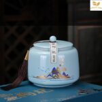 Set Hũ Đựng Trà Lọ Sứ Tròn, Hộp Giấy - Image 4