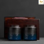 Set Hộp Đựng Trà Lọ Sứ Tròn, Hộp Da và Hộp Gỗ - Image 4