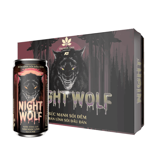 [Thùng/24Lon]Nước tăng lực Night Wolf vị cà phê 245ml